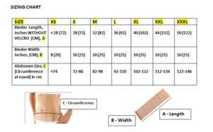Abdominal Binder- SIZE CHART